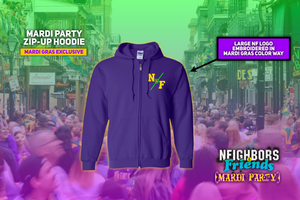 MARDI PARTY Zip-up Hoodie (Embroidered Logo)