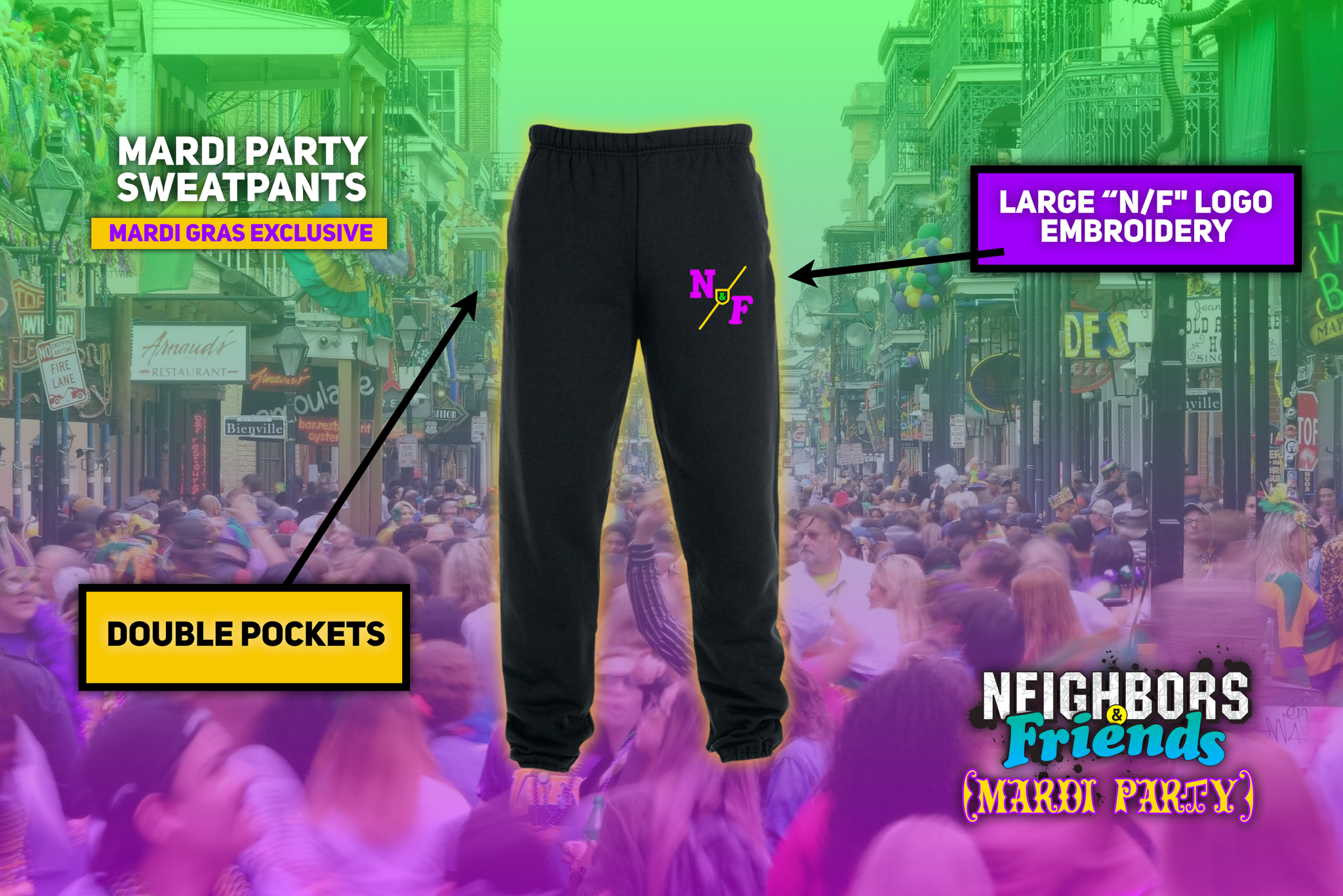 MARDI PARTY Sweatpants (Embroidered)